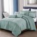 7 Piece Comforter Set Light Green Floral Embroidery Soft Bedding