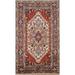 Ivory Geometric Heriz Serapi Oriental Accent Rug Handmade Wool Carpet - 3'0" X 4'11"