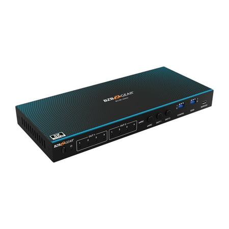 BZBGEAR 4x2 8K UHD HDMI 2.1 Matrix Switcher with Auto Downscaling/Audio De-Embedding (8K60/4K120 and VRR/FVA/ALLM Support)