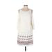 Sophie Max Casual Dress - DropWaist Scoop Neck 3/4 sleeves: Ivory Dresses - Women's Size Large