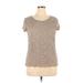 New York & Company Short Sleeve Top Tan Tops - Women's Size X-Large
