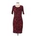 Lularoe Casual Dress - Sheath Scoop Neck Short sleeves: Burgundy Dresses - Women's Size Medium