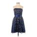 Hailey Logan by Adrianna Papell Cocktail Dress - A-Line Open Neckline Sleeveless: Blue Dresses - Women's Size 3