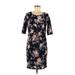 Pink Blush Casual Dress - Sheath Scoop Neck 3/4 sleeves: Black Floral Dresses - Women's Size Medium