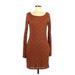 Moda International Cocktail Dress - Sweater Dress: Brown Marled Dresses - Women's Size Medium