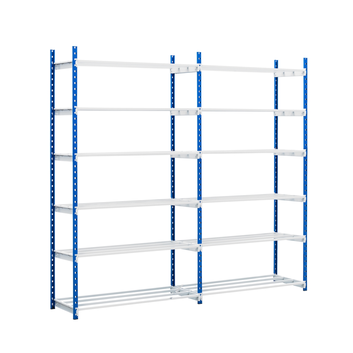 PROREGAL Fachbodenregal MAXIMUS | Grundregal | HxBxT 200x125x34cm | 6 Ebenen | offener Fachboden | Fachlast 114kg | Lichtblau/Lichtgrau Image