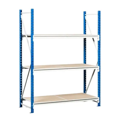PROREGAL Weitspannregal MAXIMUS | Grundregal | HxBxT 350x175x120cm | 6 Ebenen | Spanplatten-Fachboden | Fachlast 450kg | Lichtblau/Lichtgrau Image