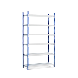 PROREGAL Fachbodenregal MAXIMUS Pro | Grundregal | HxBxT 300x100x50cm | 6 Ebenen | offener Fachboden | Fachlast 286kg | Lichtblau/Lichtgrau Image