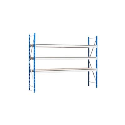 PROREGAL Weitspannregal MAXIMUS Pro | Grundregal | HxBxT 300x260x80cm | 2 Ebenen | Spanplatten-Fachboden | Fachlast 490kg | Lichtblau/Lichtgrau Image