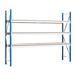 PROREGAL Weitspannregal MAXIMUS Pro | Grundregal | HxBxT 450x150x80cm | 7 Ebenen | Spanplatten-Fachboden | Fachlast 850kg | Lichtblau/Lichtgrau Image