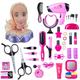 ADIY Pretend Game Makeup Playset, 35Pcs Children Makeup Pretend Playset Styling Head Doll Hairstyle Toy with Hair Dryer