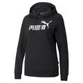PUMA Women's Ess+ Metallic Logo Hoodie Tr Sweat, Puma Black-metallic Silver, S UK