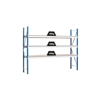 PROREGAL Weitspannregal MAXIMUS Pro | Grundregal | HxBxT 200x275x120cm | 3 Ebenen | Spanplatten-Fachboden | Fachlast 450kg | Lichtblau/Lichtgrau Image