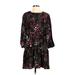 CeCe Casual Dress - Mini Crew Neck 3/4 sleeves: Black Floral Dresses - New - Women's Size Small