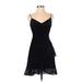 Banana Republic Casual Dress - A-Line V-Neck Sleeveless: Black Solid Dresses - Women's Size 00