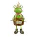 Bay Isle Home™ Tilsworth Frog Beating a Drum Metal Garden Statuary Metal in Green | 14.75 H x 5.25 W x 6.5 D in | Wayfair