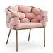 Everly Quinn Nikolus Unfinished Velvet Solid Back Arm Chair Upholstered/Velvet in Pink | 32.12 H x 26.12 W x 23.12 D in | Wayfair