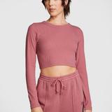 Women's PINK Rib Long-Sleeve Crop Top