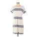 Lou & Grey Casual Dress - Shift Crew Neck Short sleeves: Gray Print Dresses - Women's Size Small