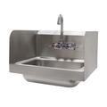 Advance Tabco 7-PS-66 Wall Mount Commercial Hand Sink w/ 14"L x 10"W x 5"D Bowl, Side Splashes, 7 3/4" Back and Side Splashes, Silver