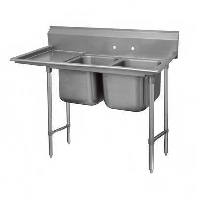 Advance Tabco 9-22-40-18L 67" 2 Compartment Sink w/ 20"L x 20"W Bowl, 12" Deep, Stainless Steel