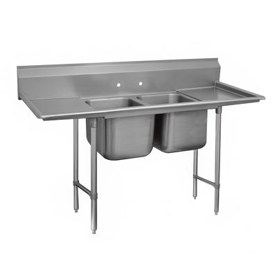 Advance Tabco 9-22-40-24RL 93" 2 Compartment Sink w/ 20"L x 20"W Bowl, 12" Deep, Stainless Steel