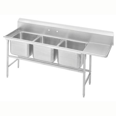Advance Tabco 9-23-60-24R 95" 3 Compartment Sink w/ 20"L x 20"W Bowl, 12" Deep, Stainless Steel