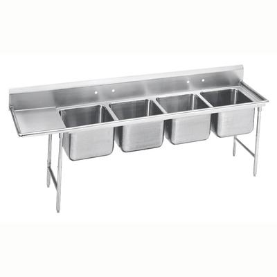 Advance Tabco 9-24-80-18L 111" 4 Compartment Sink w/ 20"L x 20"W Bowl, 12" Deep, Stainless Steel