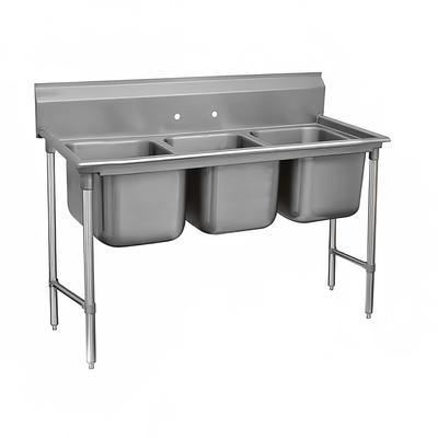 Advance Tabco 93-23-60 76" 3 Compartment Sink w/ 20"L x 20"W Bowl, 12" Deep, Stainless Steel