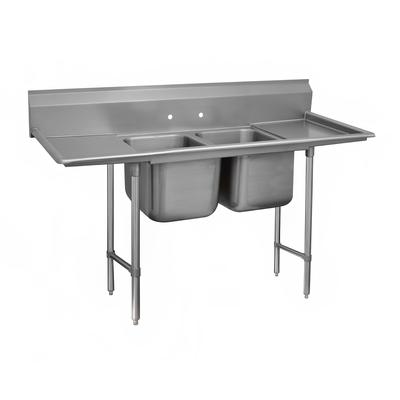 Advance Tabco 93-2-36-24RL 85" 2 Compartment Sink w/ 16"L x 20"W Bowl, 12" Deep, Stainless Steel