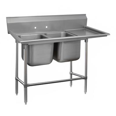 Advance Tabco 94-22-40-24R 73" 2 Compartment Sink w/ 20"L x 20"W Bowl, 14" Deep, Stainless Steel