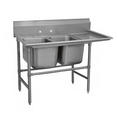 Advance Tabco 94-2-36-24R 65" 2 Compartment Sink w/ 16"L x 20"W Bowl, 14" Deep, Stainless Steel