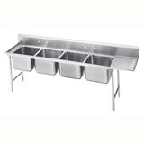 Advance Tabco 9-4-72-24R Regaline 101" 4 Compartment Sink w/ 16"L x 20"W Bowl, 12" Deep, Stainless Steel