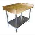 Advance Tabco BS-366 72" Maple Top Bakers Table w/ 4" Splash & Undershelf, 36"D, Stainless Steel