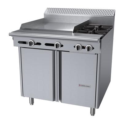 Garland C36-2S 36" 2 Burner Commercial Gas Range w/ Griddle & Storage Base, Natural Gas, Stainless Steel, Gas Type: NG