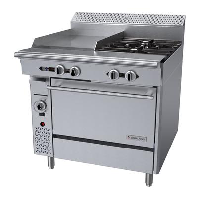 Garland C36-4C LP 36" 2 Burner Commercial Gas Range w/ Griddle & Convection Oven, Liquid Propane, Stainless Steel, Gas Type: LP