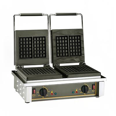 Equipex GED20 Double Liege Commercial Waffle Maker w/ Cast Iron Grids, 3300W, Liege Pattern, 208-240V, Stainless Steel