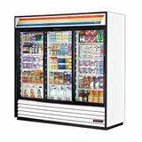 True GDM-69-HC-LD 78" 3 Section Glass Door Merchandiser, (3) Sliding Doors, White & Black, 115v, LED Lighting | True Refrigeration
