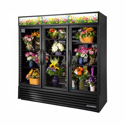 True 3 Section Floral Cooler w/ Swinging Door - Black, 115v, GDM-72FC-HC~TSL01