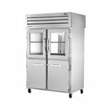 True STA2RPT-2HG/2HS-2G-HC Spec Series 52 3/5" 2 Section Pass Thru Refrigerator, (4) Glass Doors, (2) Solid Doors, Left/Right Hinge, 115v, Silver