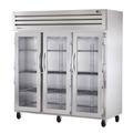 True STR3R-3G-HC 77 3/4" 3 Section Reach In Refrigerator, (3) Left/Right Hinge Glass Doors, 115v, Silver | True Refrigeration