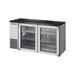 True TBB24-60-2G-Z1-BST-S-1 60 1/8" Bar Refrigerator - 2 Swinging Glass Doors, Stainless, 115v, Silver | True Refrigeration