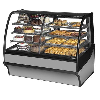 True TDM-DZ-59-GE/GE-S-S 59 1/4" Full Service Dual Zone Bakery Case w/ Curved Glass - (4) Levels, 115v, Silver | True Refrigeration