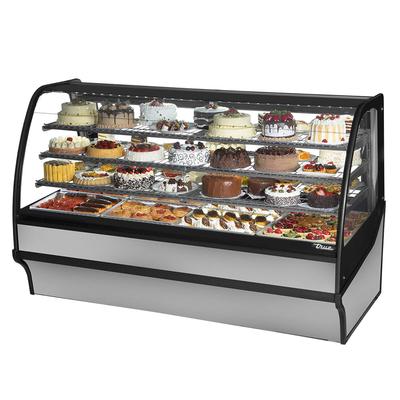True TDM-R-77-GE/GE-S-S 77 1/4" Full Service Bakery Case w/ Curved Glass - 4 Levels, 115v, Self-Contained, Silver | True Refrigeration