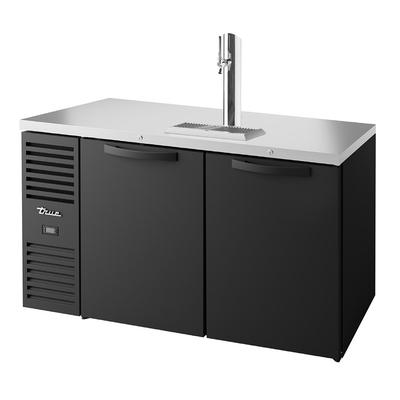 True TDR60-RISZ1-L-B-SS-1 60" Kegerator Commercial Beer Dispenser w/ (2) Keg Capacity - (1) Column, Black, 120v, 2-Keg Capacity | True Refrigeration