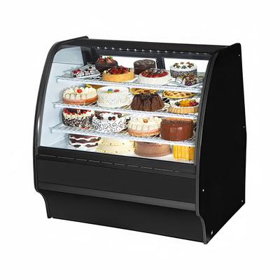 True TGM-R-48-SC/SC-B-W 48 1/4" Full Service Bakery Case w/ Curved Glass - (4) Levels, 115v, Black | True Refrigeration