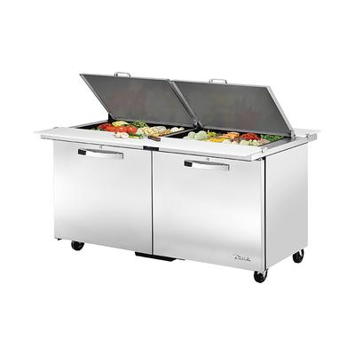 True TSSU-60-24M-B-DS-ST-HC~SPEC3 60" Spec Series Mega Top Dual Sided Sandwich/Salad Prep Table w/ Refrigerated Base, 115v, Stainless Steel