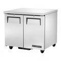 True TUC-36-HC 36" W Undercounter Refrigerator w/ (2) Sections & (2) Doors, 115v, Silver | True Refrigeration