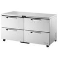 True TUC-60D-4-HC~SPEC3 ADA 60" W Undercounter Refrigerator w/ (2) Sections & (4) Drawers, 115v, Silver | True Refrigeration