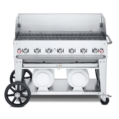 Crown Verity CV-CCB-48WGP 46" Mobile Gas Commercial Outdoor Grill w/ Wind Guards, Liquid Propane, 56" Wide, Stainless Steel, Gas Type: LP